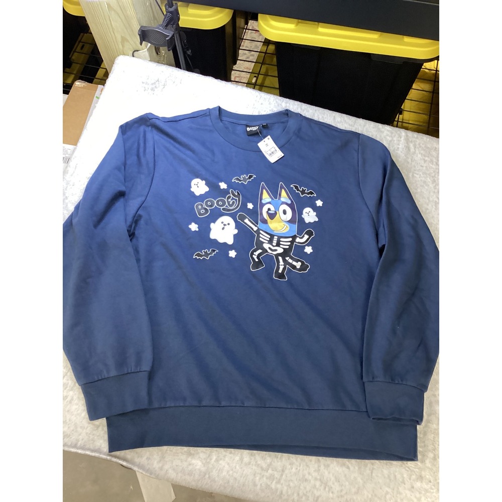 Bluey Mens Halloween Skeleton Costume Sweatshirt Navy Blue BBLUK72MLC XXL NEW